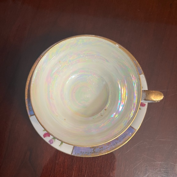 Beautiful China tea cup flowers blue gold legs - Picture 8 of 8